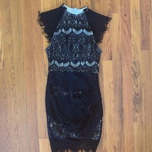Black Lace Mini Dress Sleeveless Size: S